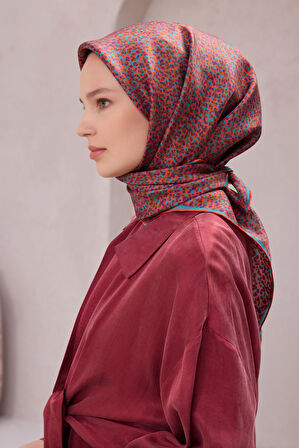 Çiçek Desen İpek Twill Eşarp 4208D01