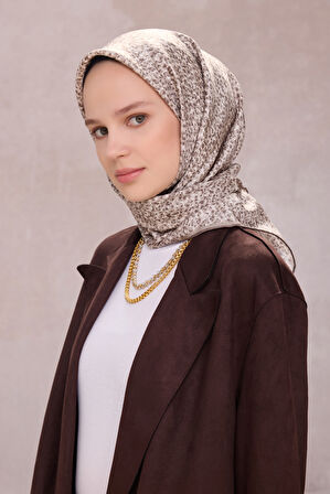 Çiçek Desen İpek Twill Eşarp 4208D01