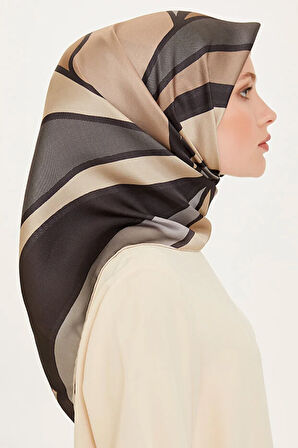 Geometrik Desenli Sura Saf İpek Eşarp - 9232