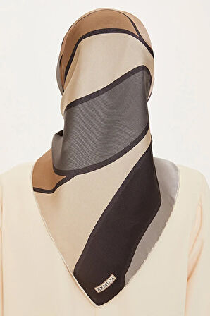 Geometrik Desenli Sura Saf İpek Eşarp - 9232