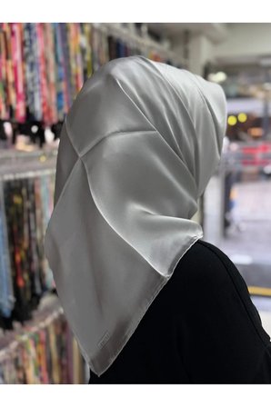 Armine Düz Açık Gri Sura İpek Eşarp 0010-11