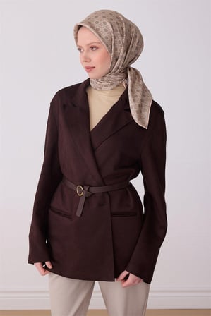 Belli Tivil Saf İpek Eşarp IST 4308 - 54 Vizon Batik Desen