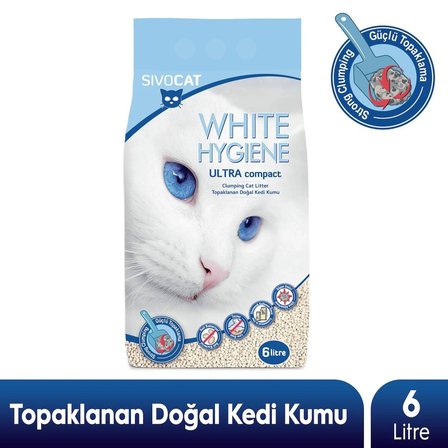 Sivocat WhiteHygineUltra Compact Topaklnan DoğalKedi Kumu6Kg
