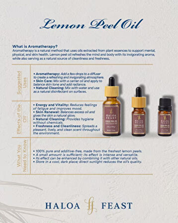 Limon Kabuğu Yağı–Lemon Peel Essential Oil  10 ML- Yenileyici & Canlandırıcı-Revitalizing & Energizing