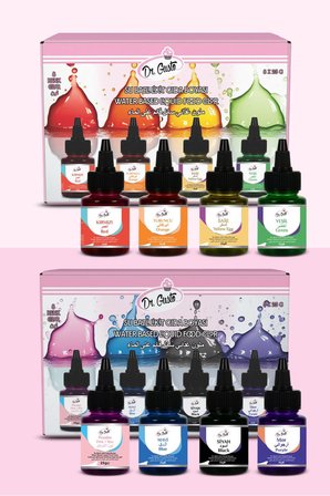 Dr. Gusto Su Bazlı Likit Gıda Boyası Kırmızı, Sarı, Turuncu, Yeşil, Pembe, Mavi, Siyah, Mor 25 GR 8'li Set
