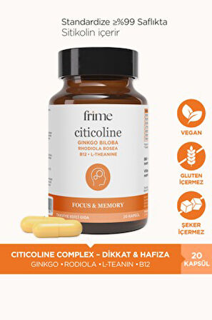 Frime Focus, Enerji, Sitikolin, Rhodiola, Ginkgo Biloba, B12, L theanine