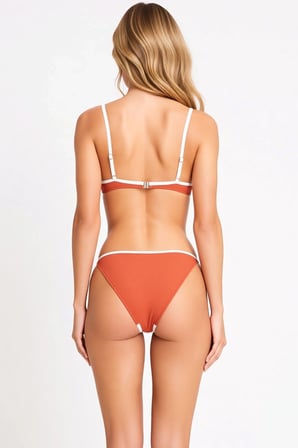 Kadın Bikini Takımı Balconette Kaplı Balenli Normal Bel Brazilian Kesim Örme Kumaş Kolsuz Düz Desen