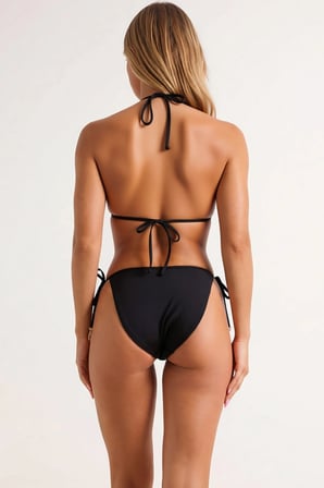 Kadın Bikini Takımı Çiçek Desenli Üçgen Kaplı Normal Bel Slip Kesim Regular Kalıp Aksesuarlı Örme