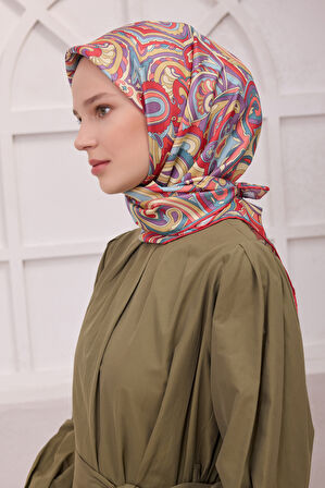 Etnik Desen Saf İpek Twill Eşarp 4222D01 80