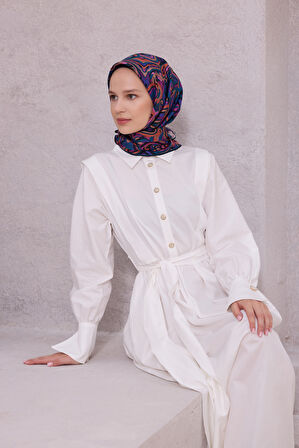 Etnik Desen Saf İpek Twill Eşarp 4222D01 57
