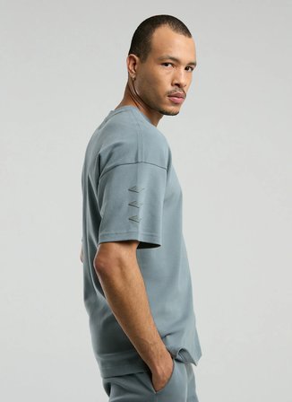 Everlast TM0002 341-Ever Relaxed Oversize Gri Bisiklet Yaka Normal Düz Erkek T-Shirt