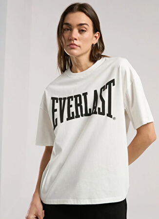 Everlast TW0027 112-Ever Classics Oversize Beyaz Oversize Baskılı Kadın T-Shirt