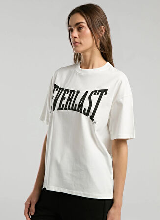Everlast TW0027 112-Ever Classics Oversize Beyaz Oversize Baskılı Kadın T-Shirt