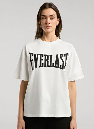 Everlast TW0027 112-Ever Classics Oversize Beyaz Oversize Baskılı Kadın T-Shirt