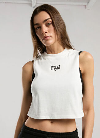 Everlast TW0041 112-Ever Essentials Beyaz Crop Düz Kadın Atlet