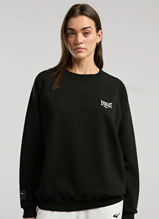 Everlast TW0043 167-Ever Essentials Siyah Bisiklet Yaka Regular Fit Düz Kadın Sweatshırt