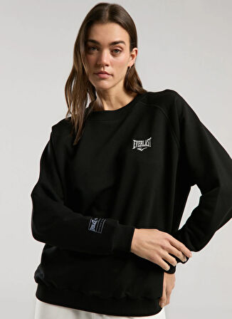 Everlast TW0043 167-Ever Essentials Siyah Bisiklet Yaka Regular Fit Düz Kadın Sweatshırt