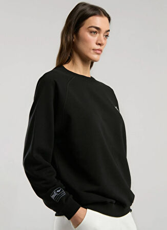 Everlast TW0043 167-Ever Essentials Siyah Bisiklet Yaka Regular Fit Düz Kadın Sweatshırt