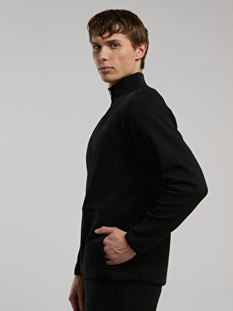 Ever Relaxed Regular Siyah Yüksek Yaka Erkek Full Zip Sweatshirt