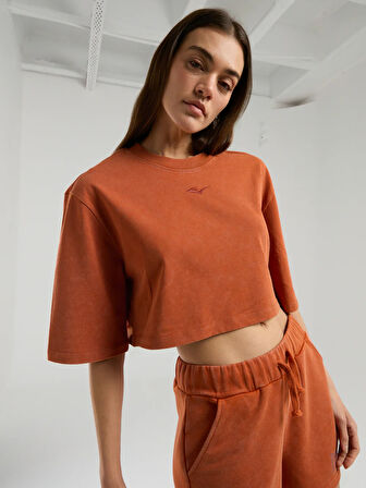 Everlast Bronx 1910 Oversize Turuncu Crop Kadın Tişört TW0014