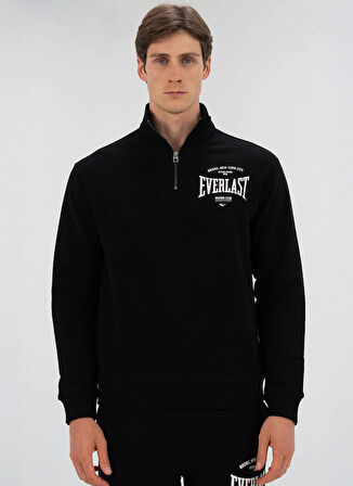 Everlast TM0104 167-Everlast Bronx NYC H.Zip Siyah Fermuarlı Yaka Regular Fit Düz Erkek Sweatshırt