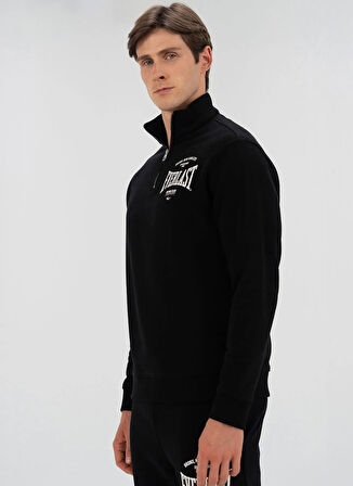 Everlast TM0104 167-Everlast Bronx NYC H.Zip Siyah Fermuarlı Yaka Regular Fit Düz Erkek Sweatshırt