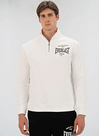 Everlast TM0104 112-Everlast Bronx NYC H.Zip Beyaz Fermuarlı Yaka Regular Fit Düz Erkek Sweatshırt