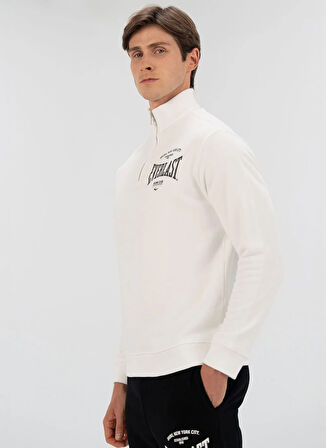 Everlast TM0104 112-Everlast Bronx NYC H.Zip Beyaz Fermuarlı Yaka Regular Fit Düz Erkek Sweatshırt