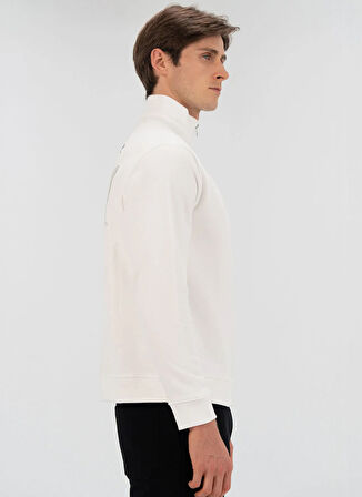 Everlast TM0104 112-Everlast Bronx NYC H.Zip Beyaz Fermuarlı Yaka Regular Fit Düz Erkek Sweatshırt