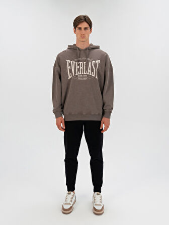 Everlast Authentic Boxing Oversize Koyu Vizon Erkek Kapüşonlu Sweatshirt