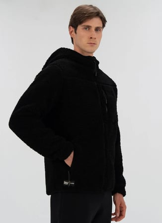 Everlast TM0112 Everlast Winter Essentials Siyah Nakışlı Erkek Zip Ceket