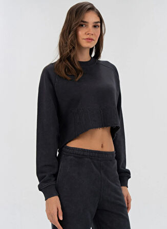 Everlast TW0089 333-Everlast Cool Relax Wmn Antrasit Bisiklet Yaka Rahat Düz Kadın Sweatshırt