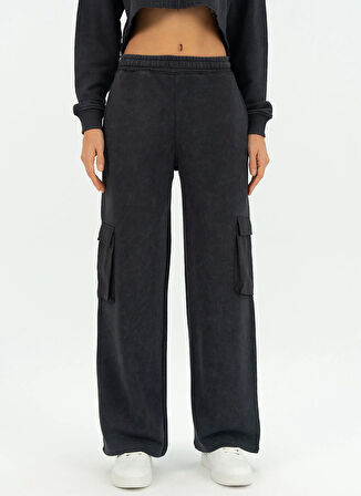 Everlast TW0091 333-Everlast Cool Relax Wmn Antrasit Lastikli Bel Regular Fit Düz Kadın Eşofman Altı