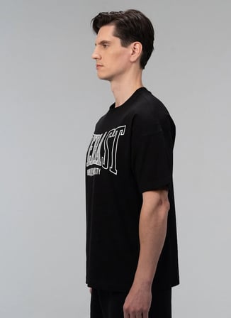 Everlast TM0172 167-Iconic Rest Oversize Siyah Bisiklet Yaka Normal Fit Düz Erkek T-Shirt