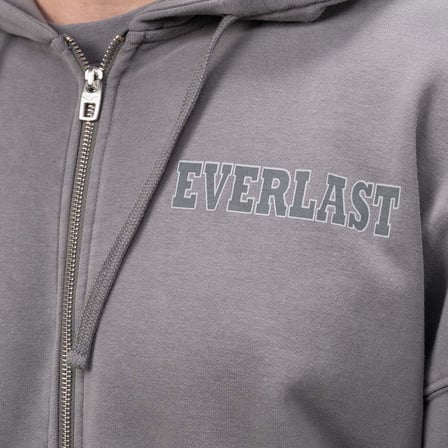 Everlast Giant Logo Oversize Koyu Gri Fermuarlı Erkek Sweatshir