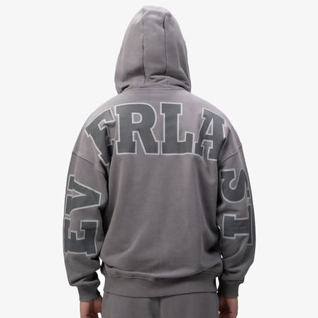 Everlast Giant Logo Oversize Koyu Gri Fermuarlı Erkek Sweatshir