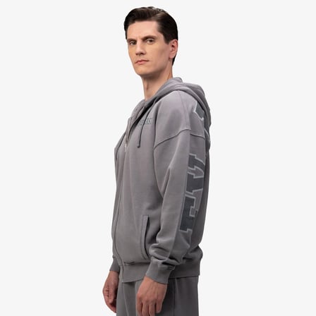 Everlast Giant Logo Oversize Koyu Gri Fermuarlı Erkek Sweatshir