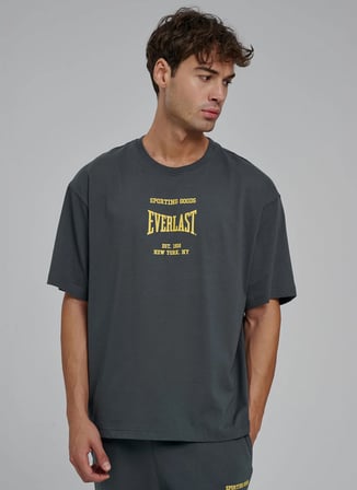Everlast TM0200 Everlast Sporting Goods Comf Gri Bisiklet Yaka Comfort Fit Baskılı Erkek T-Shirt