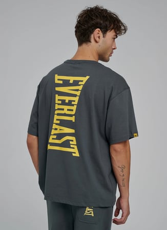 Everlast TM0200 Everlast Sporting Goods Comf Gri Bisiklet Yaka Comfort Fit Baskılı Erkek T-Shirt