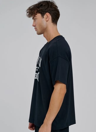 Everlast TM0204 Everlast Bronx NYC 2.0 Over Siyah Düz Yaka Oversize Baskılı Erkek T-Shirt