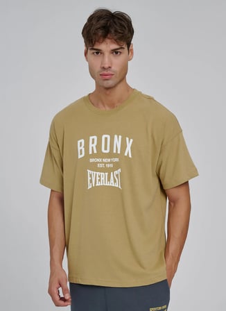 Everlast TM0204 Everlast Bronx NYC 2.0 Over Sarı Düz Yaka Oversize Baskılı Erkek T-Shirt