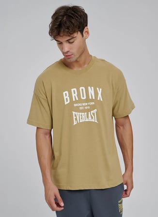 Everlast TM0204 Everlast Bronx NYC 2.0 Over Sarı Düz Yaka Oversize Baskılı Erkek T-Shirt