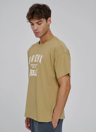 Everlast TM0204 Everlast Bronx NYC 2.0 Over Sarı Düz Yaka Oversize Baskılı Erkek T-Shirt