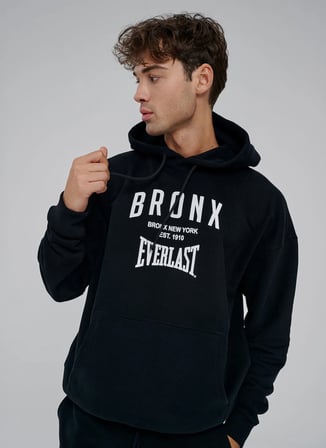 Everlast TM0205 Everlast Bronx NYC 2.0 Over Siyah Kapüşonlu Oversize Baskılı Erkek Sweatshirt