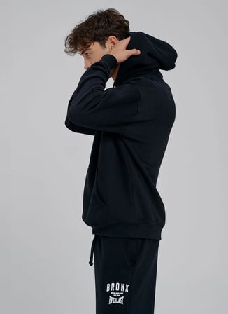 Everlast TM0205 Everlast Bronx NYC 2.0 Over Siyah Kapüşonlu Oversize Baskılı Erkek Sweatshirt