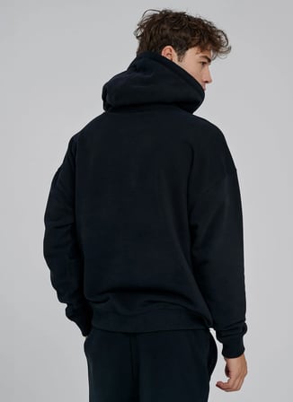 Everlast TM0205 Everlast Bronx NYC 2.0 Over Siyah Kapüşonlu Oversize Baskılı Erkek Sweatshirt