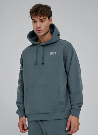 Everlast TM0214 367 - Everlast World Comfort Yeşil Kapüşonlu Comfort Fit Baskılı Erkek Sweatshirt