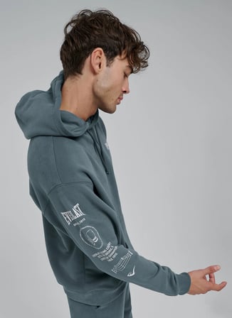 Everlast TM0214 367 - Everlast World Comfort Yeşil Kapüşonlu Comfort Fit Baskılı Erkek Sweatshirt