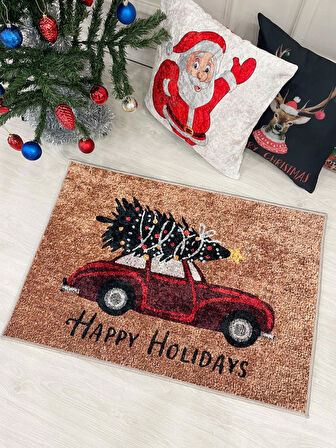 Happy Holidays Yılbaşı Paspas 60x90  Ölçü 60x90