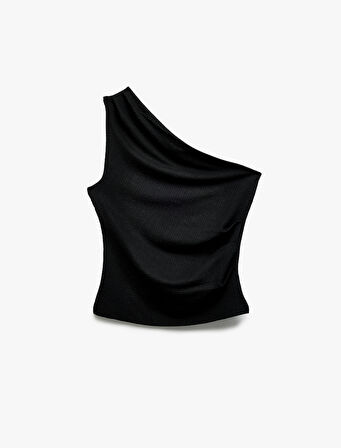 Asimetrik Drape Detaylı Tek Omuz Bluz